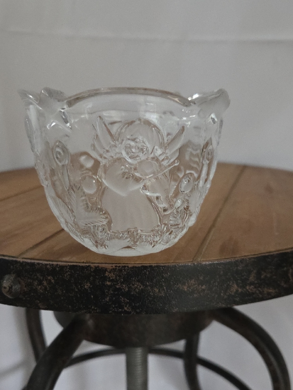 Clear Embossed Glass Candy Dish